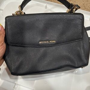 Michael Kors Black Crossbody Bag with Gold Accents